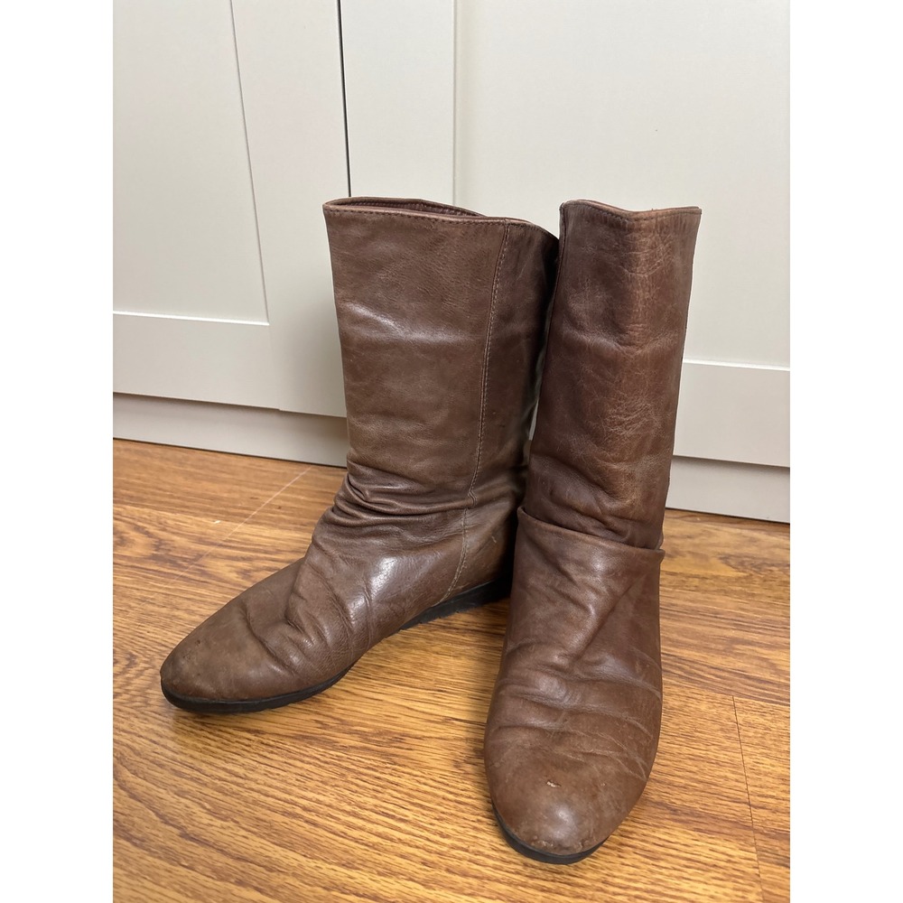 Santana Canada Brown Boho Vintage Leather Mid Calf Slouch Boots Women 8 M Canada